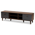 Baxton Studio Moina Two-Tone Walnut Brown and Grey Finished Wood TV Stand 169-10819
